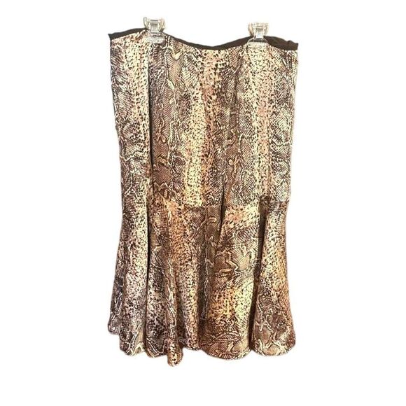 Bianca Nygard Vintage Silk Snake Skin Print Brown and Cream Skirt Size 12 - Picture 1 of 5